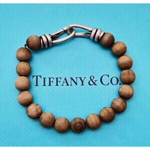 RARE Tiffany & Co. Paloma Picasso Sterling Silver Wood Knot Bead Bracelet 8.25”